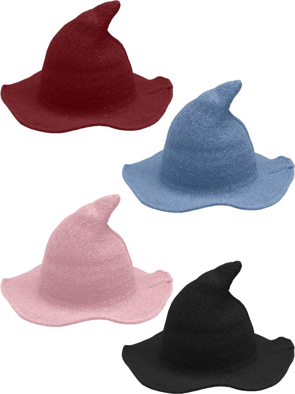 9500 4 Pack Halloween Witch Hat Wool Witch Hats for Halloween Party Decor